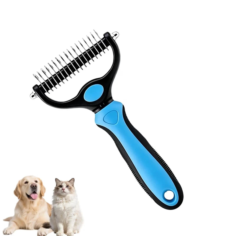 Dual-Sided Undercoat Rake Pet Grooming Comb for Dogs & Cats