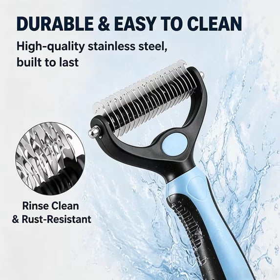 Dual-Sided Undercoat Rake Pet Grooming Comb for Dogs & Cats