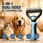 Dual-Sided Undercoat Rake Pet Grooming Comb for Dogs & Cats
