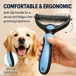 Dual-Sided Undercoat Rake Pet Grooming Comb for Dogs & Cats